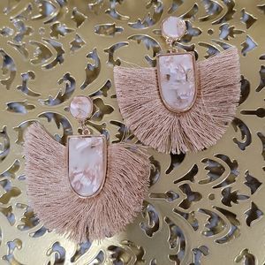 Tassel Earrings - Beige